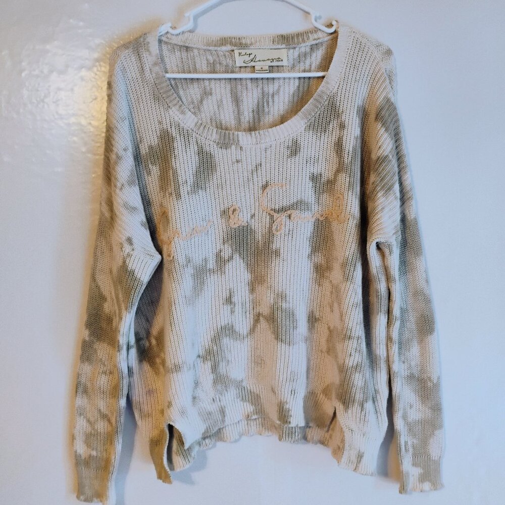 Vintage Havana Tie Dye Sweater 100% Cotton Boho Neutral Small